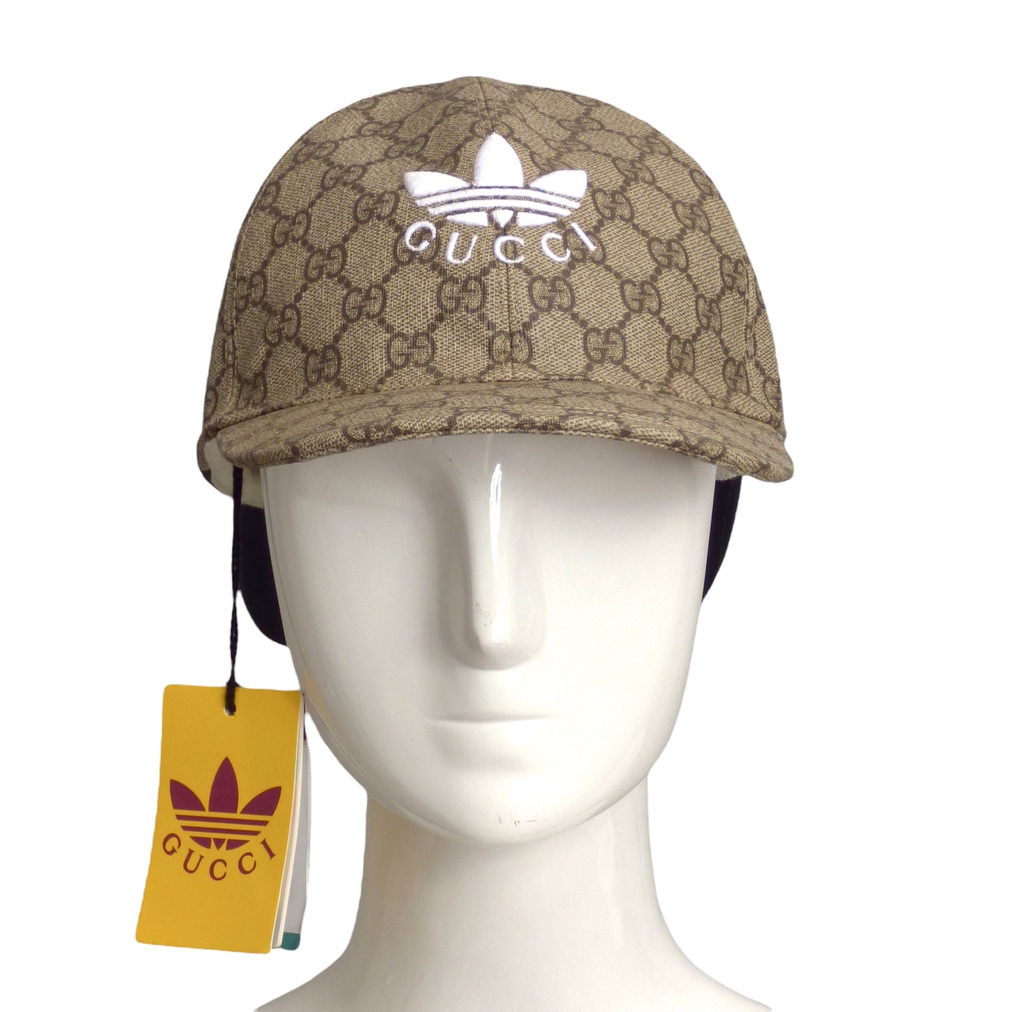 GUCCI x ADIDAS- NWT 2022 Black & Brown Double Brim Cap, Size Large