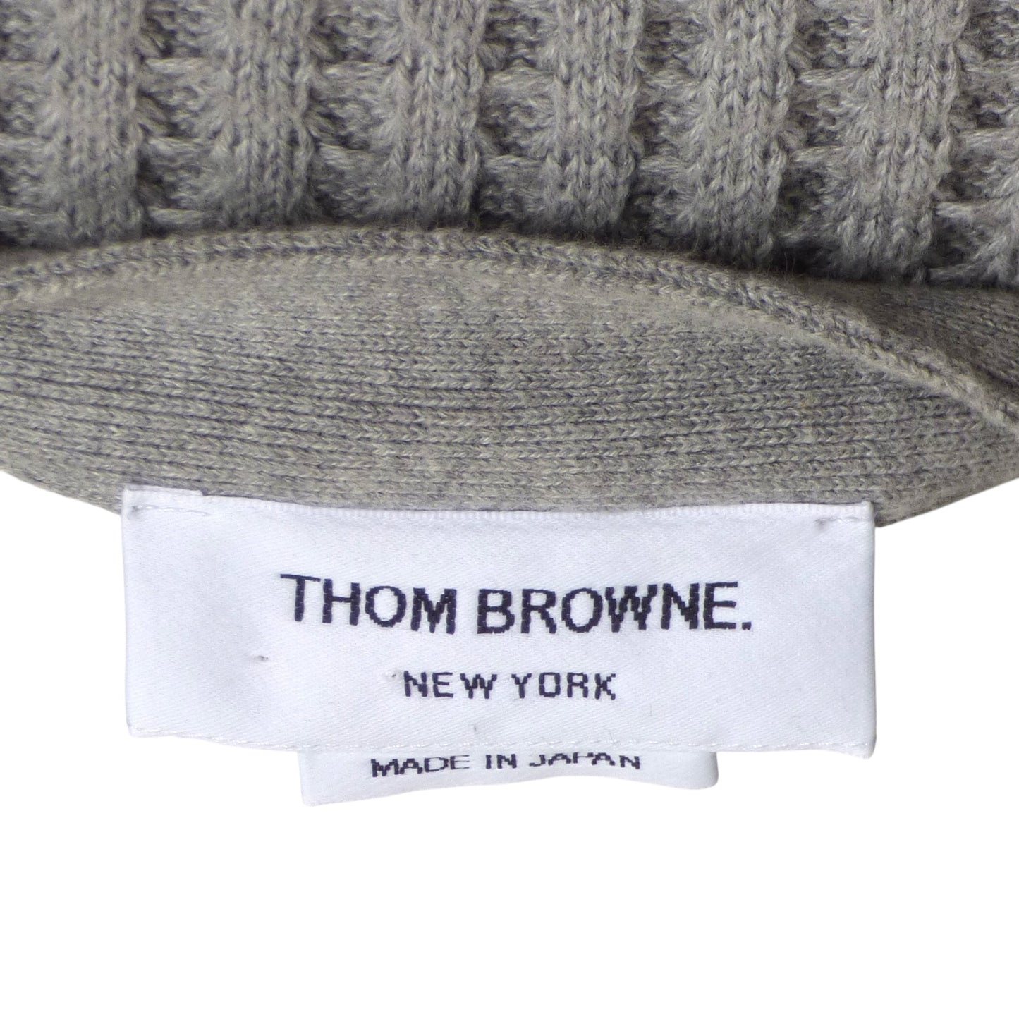 THOM BROWNE- Gray Waffle Knit Cardigan, Size Large