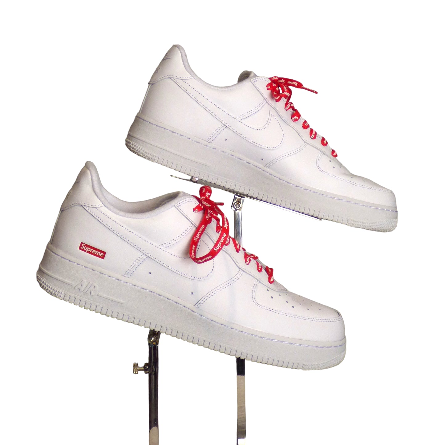 SUPREME X NIKE- NIB White Leather Air Force 1 Sneakers, Multiple Sizes Available