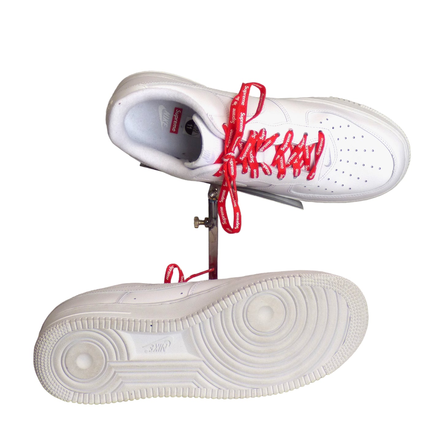 SUPREME X NIKE- NIB White Leather Air Force 1 Sneakers, Multiple Sizes Available