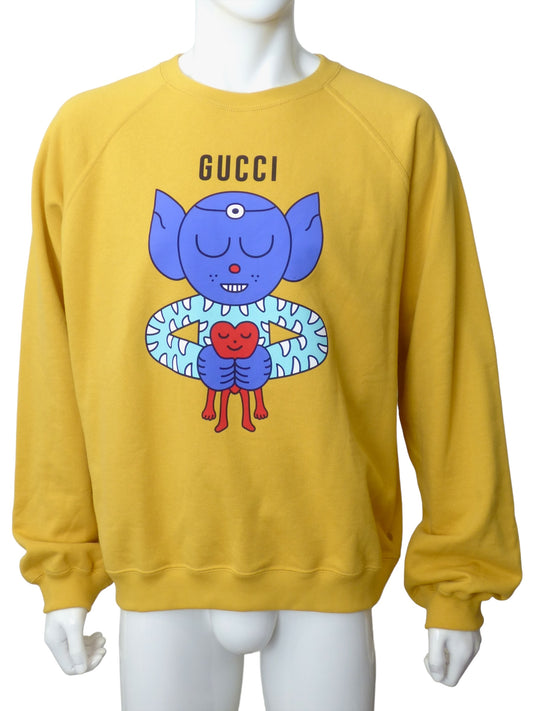 GUCCI X PABLO DELCEILO - 2023 NWT Yellow Graphic Print Sweatshirt, Size XL