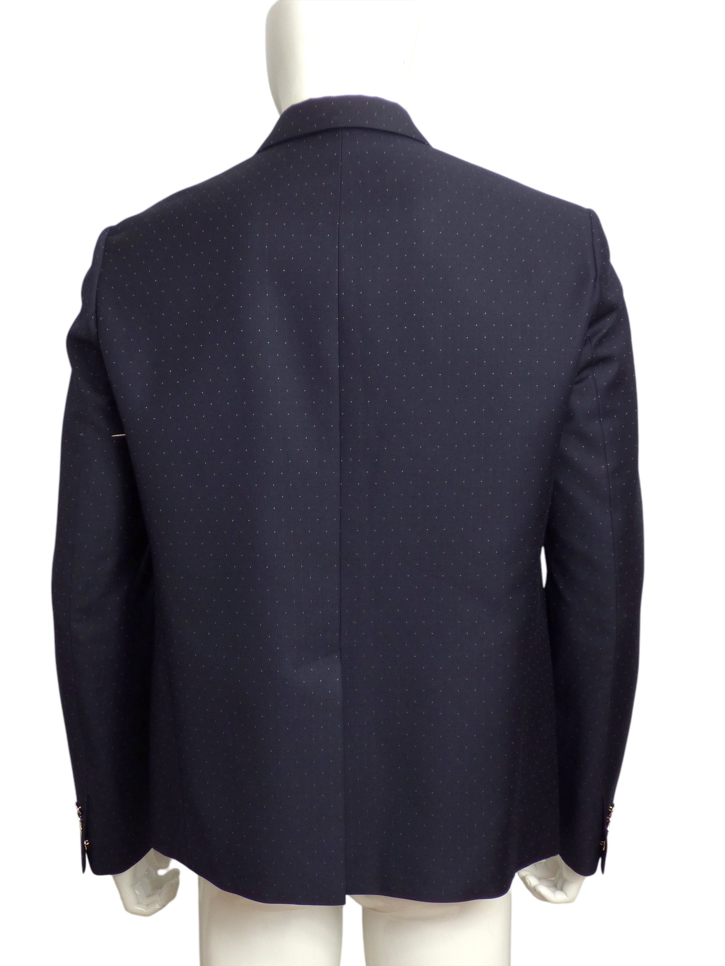 DSQUARED2- Navy Polka Dot Wool Blazer, Size XL