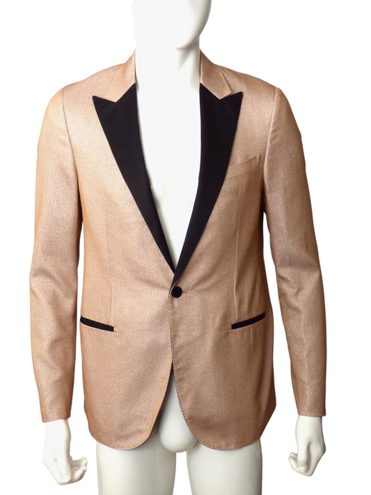 LANVIN- Pink Lurex Tuxedo Jacket, Size Large