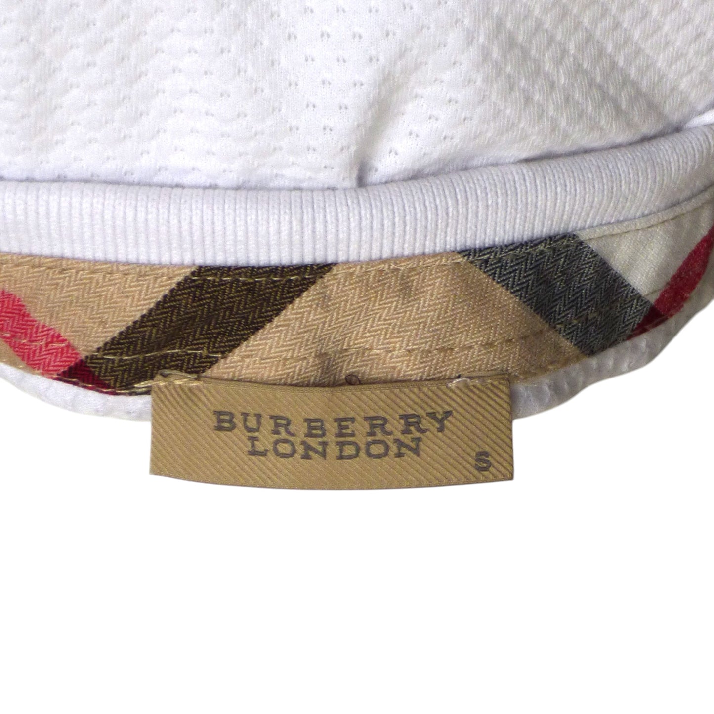 BURBERRY LONDON- White Waffle Weave Polo Shirt, Size Small