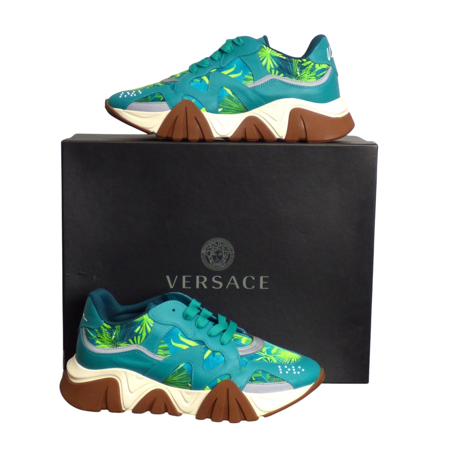 VERSACE- 2020 Jungle-Print Squalo Sneaker, Size 42