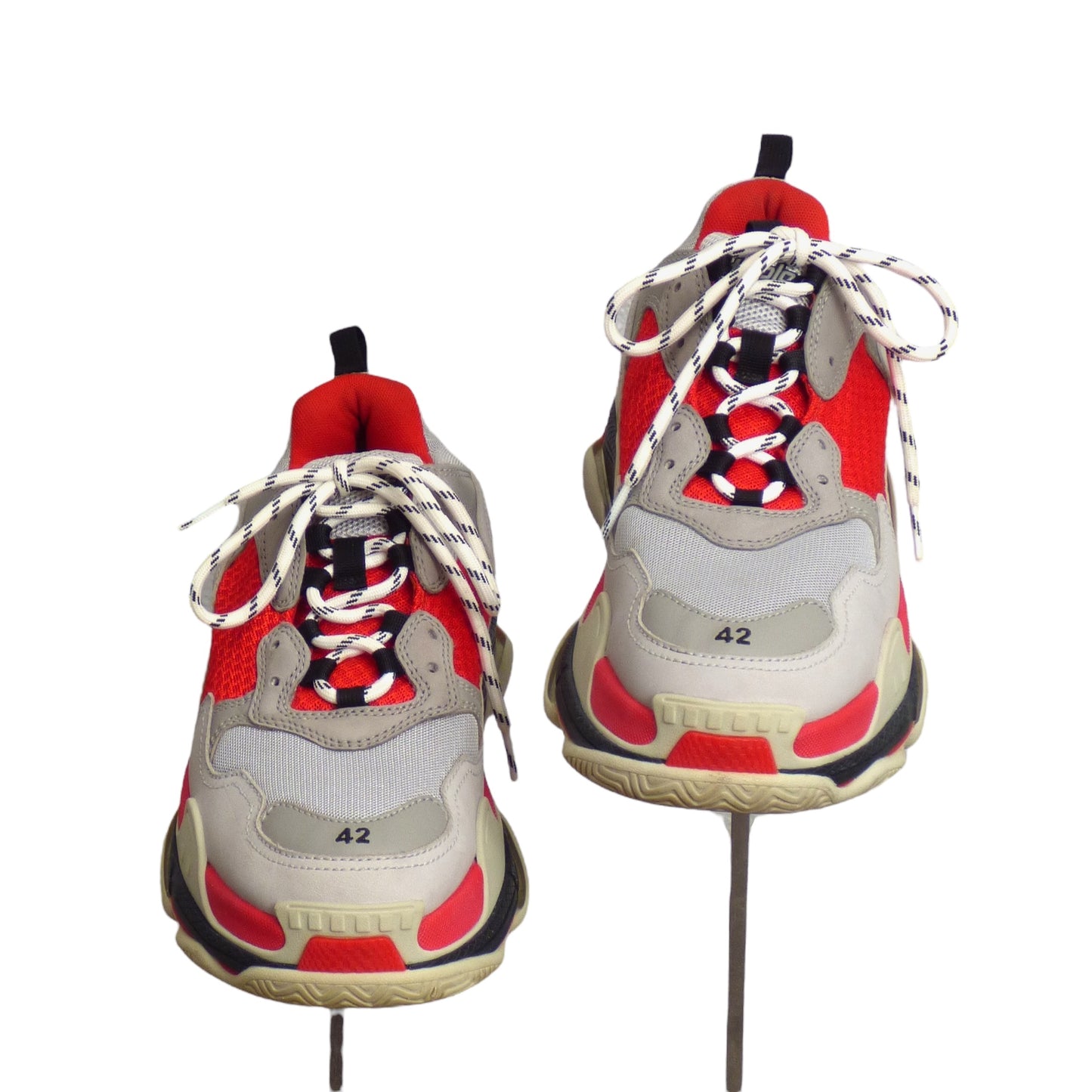 BALENCIAGA- 2020 Red & Gray Triple S Sneakers, Size 42