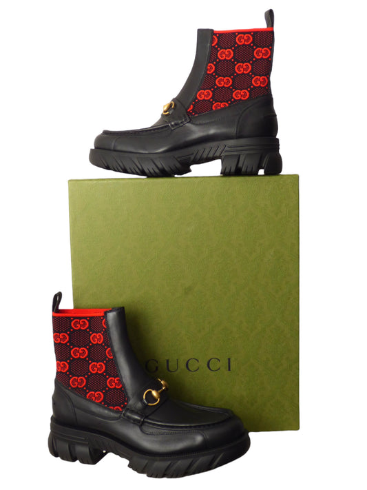 GUCCI- NIB Quebec Calf GG Boots, Size US-8.5