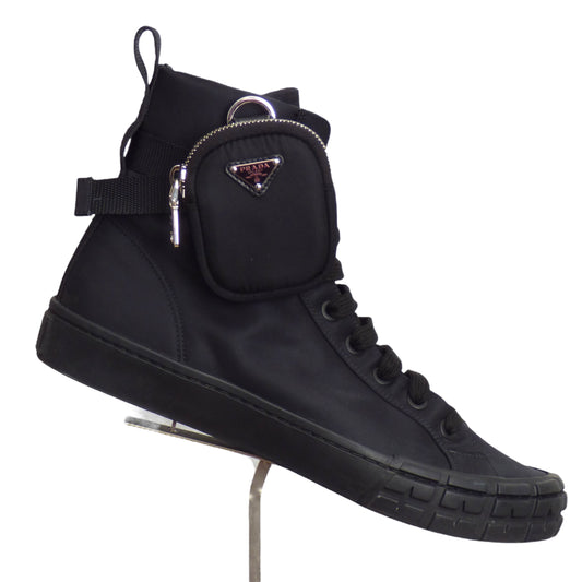 PRADA- Wheel Re-Nylon High-Top Sneakers, Size 9.5