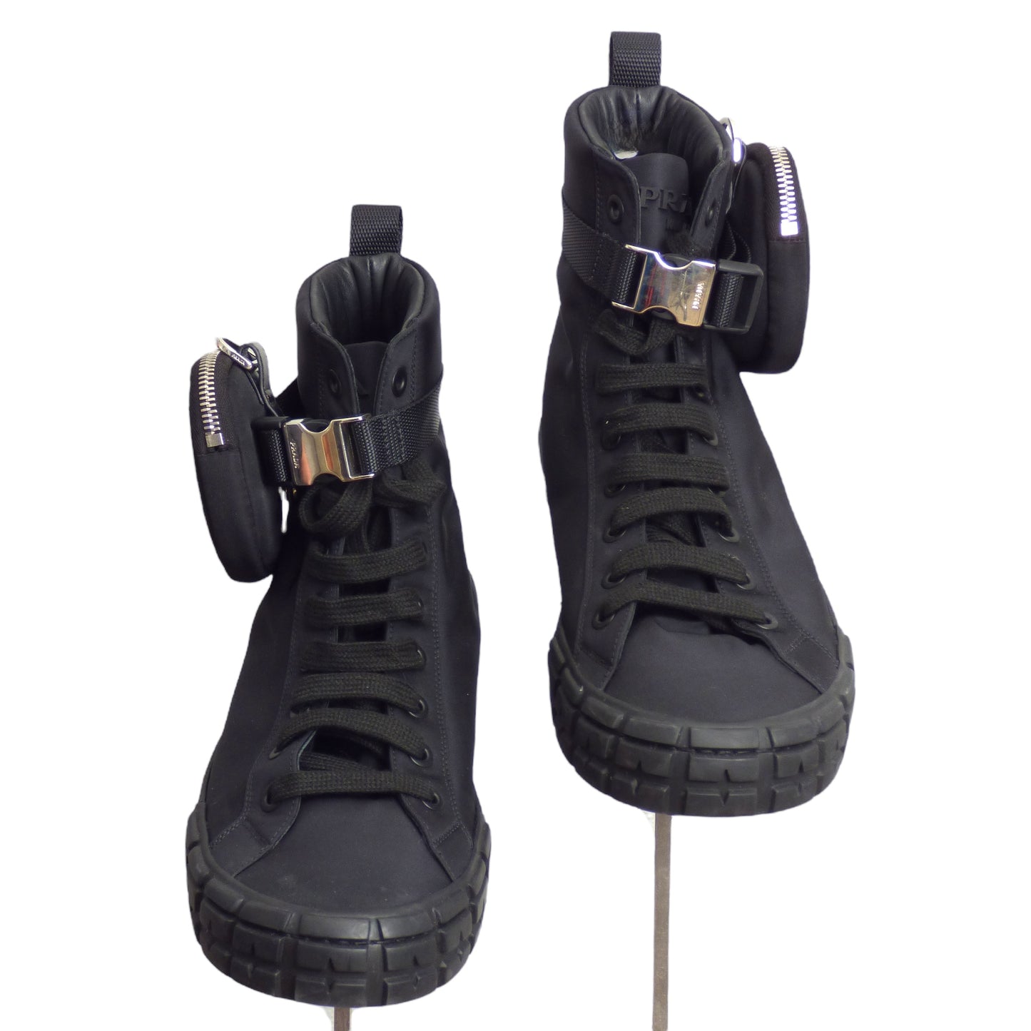 PRADA- Wheel Re-Nylon High-Top Sneakers, Size 9.5