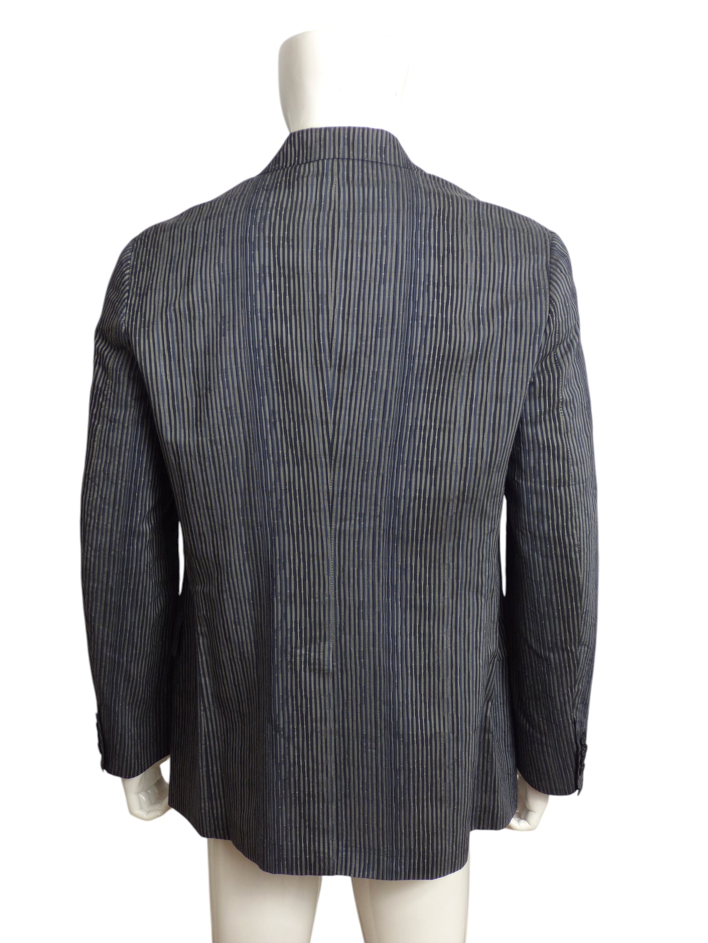 VERSACE- Gray Cotton Stripe Blazer, Size 2XL