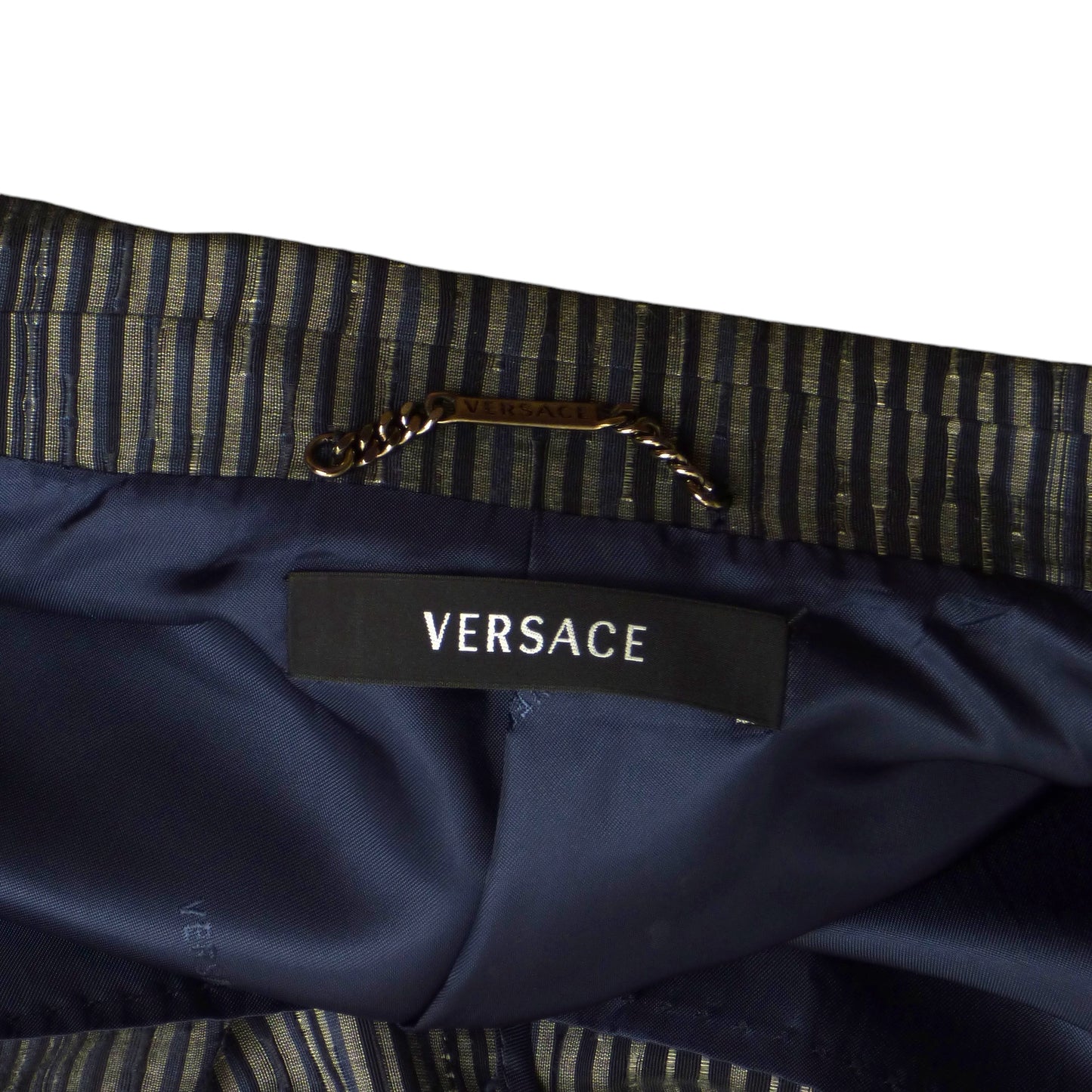 VERSACE- Gray Cotton Stripe Blazer, Size 2XL