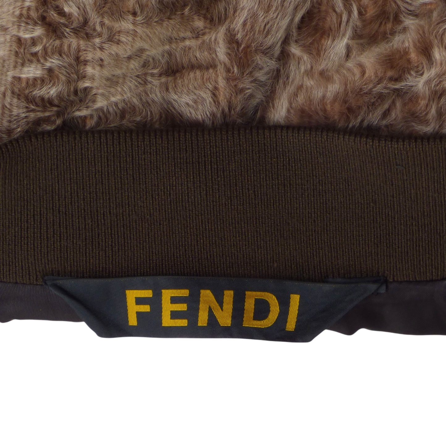 FENDI- AS IS Curly Lamb & Leather Bomber Jacket, Size Large