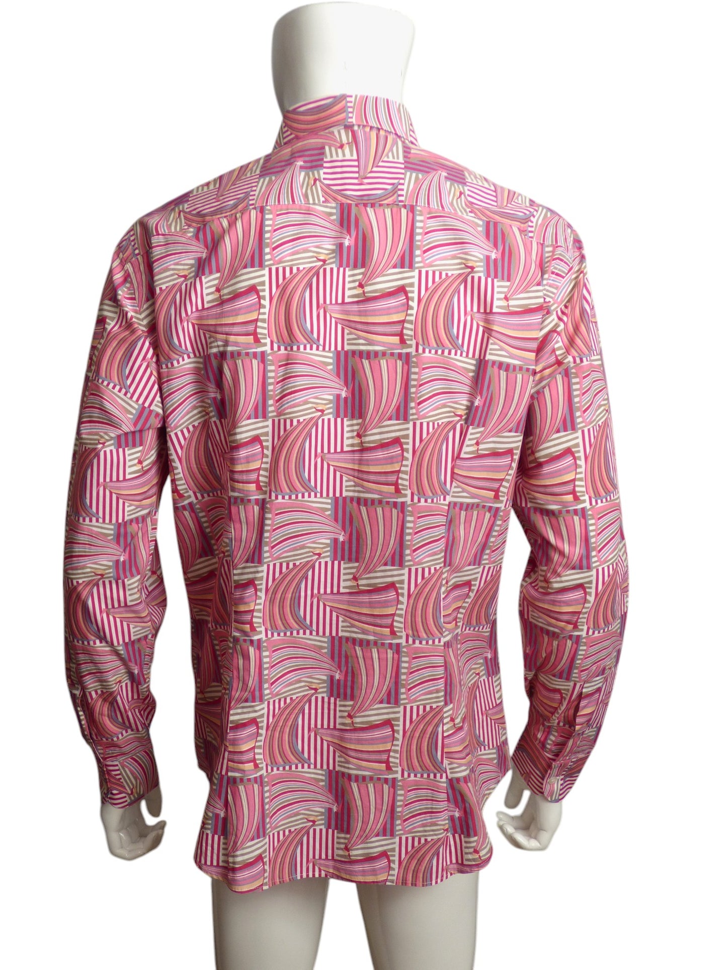 SALVATORE FERRAGAMO- Multi Color Cotton Print L/S Shirt, Size XL