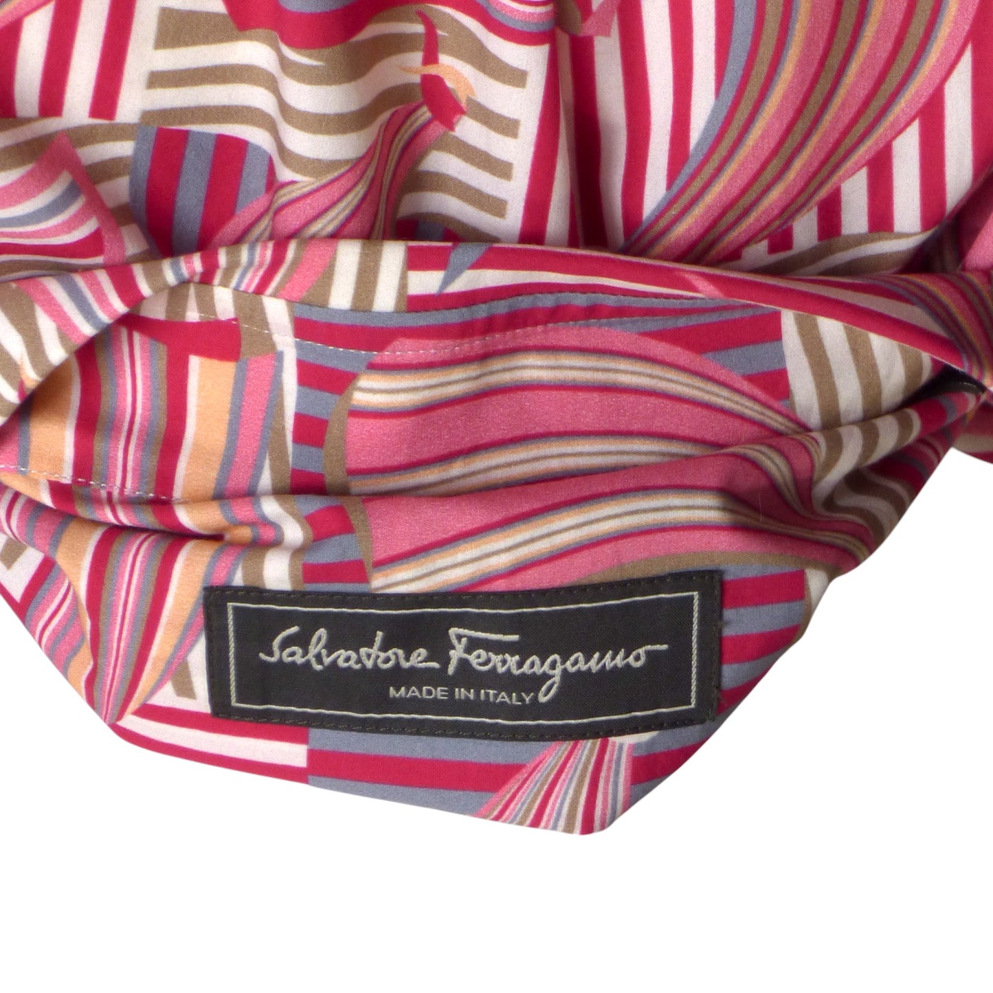 SALVATORE FERRAGAMO- Multi Color Cotton Print L/S Shirt, Size XL