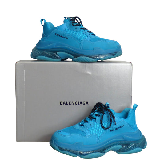 BALENCIAGA- Blue Triple S Sneakers, Size 43