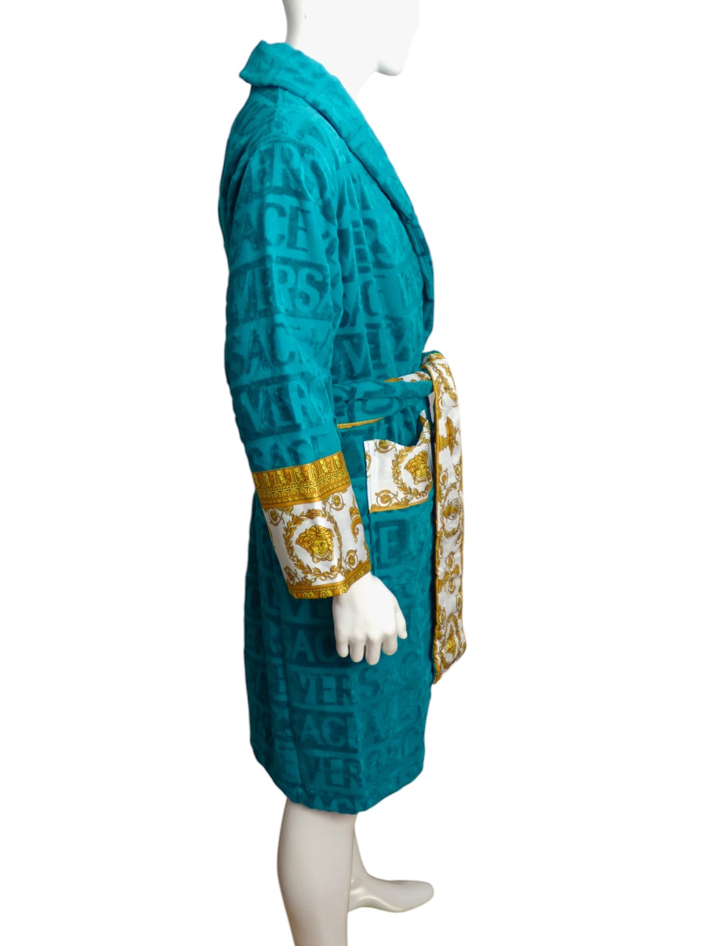 VERSACE- NWT 2023 Teal Terry & Brocade Robe, Multi Sizes Available