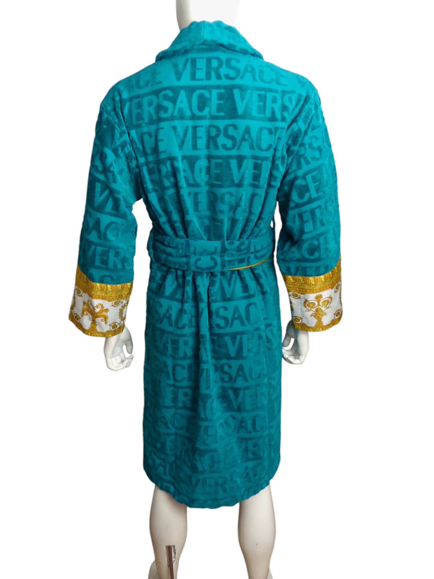 VERSACE- NWT 2023 Teal Terry & Brocade Robe, Multi Sizes Available