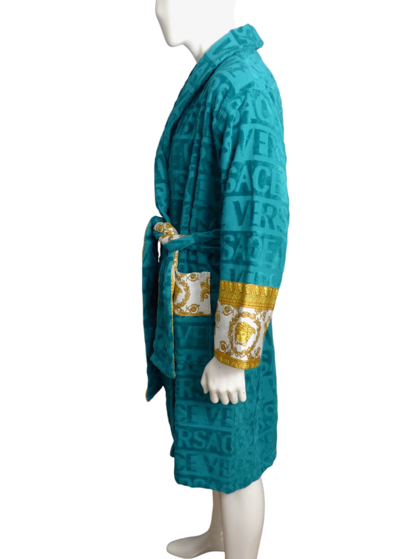 VERSACE- NWT 2023 Teal Terry & Brocade Robe, Multi Sizes Available