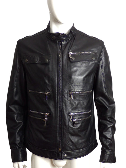 DOLCE & GABBANA- 1990s Black Leather Jacket, Size Large