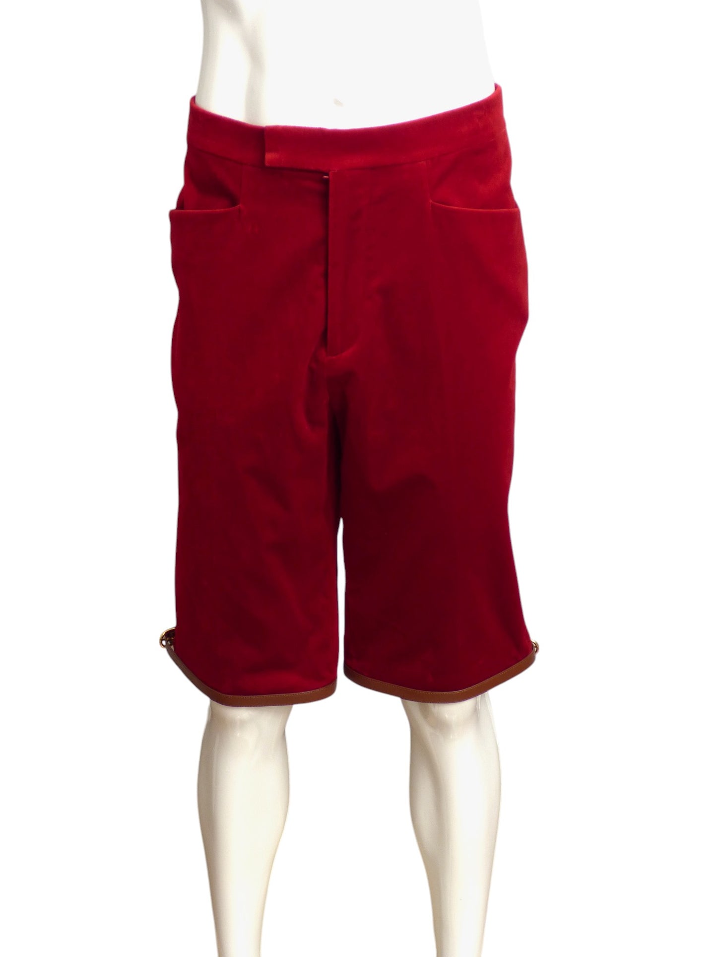 GUCCI- NWT 2021 Red Velvet Riding Shorts, Waist 32