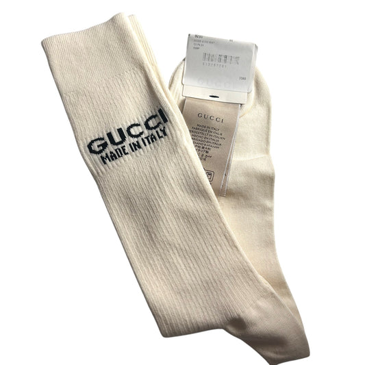 GUCCI - NWT Ivory Cotton Socks, Size-Medium