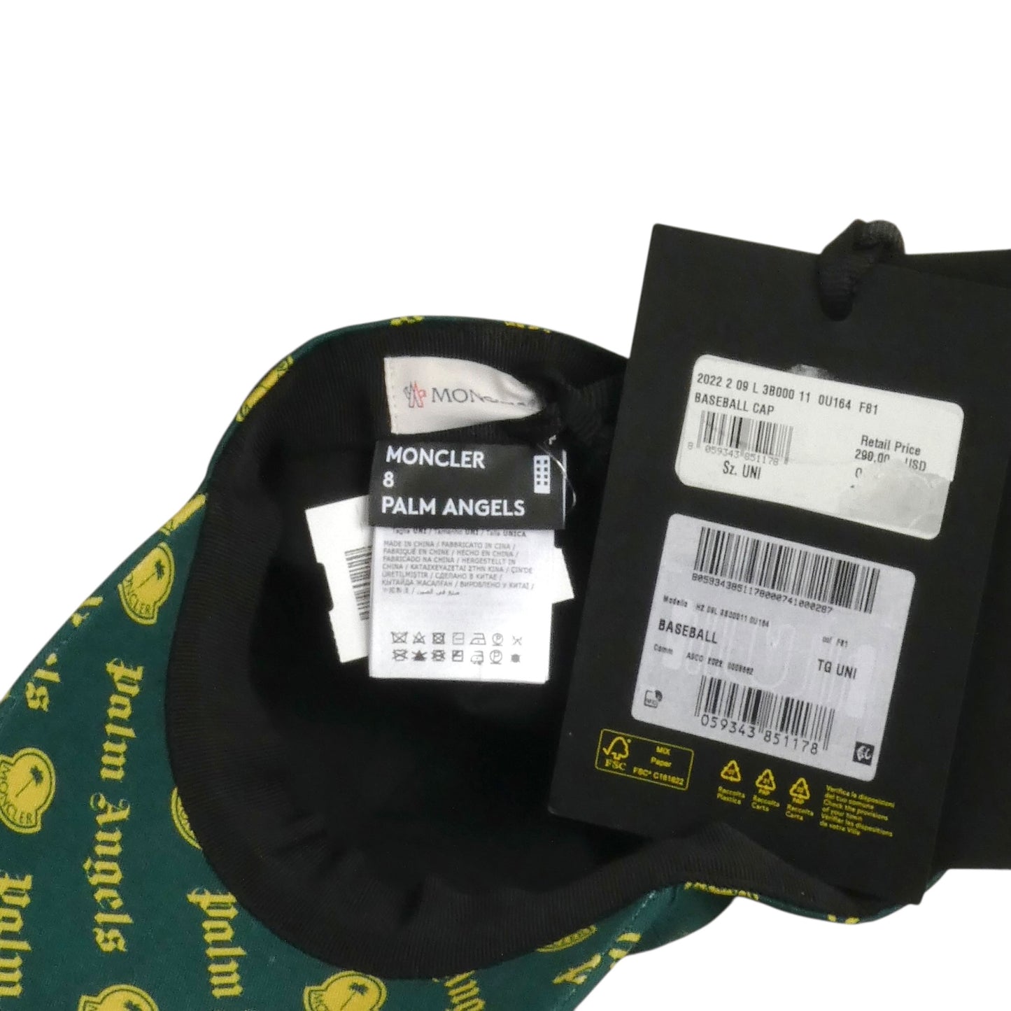 MONCLER x PALM ANGELS-NWT 2022 Cotton Twill Baseball Cap