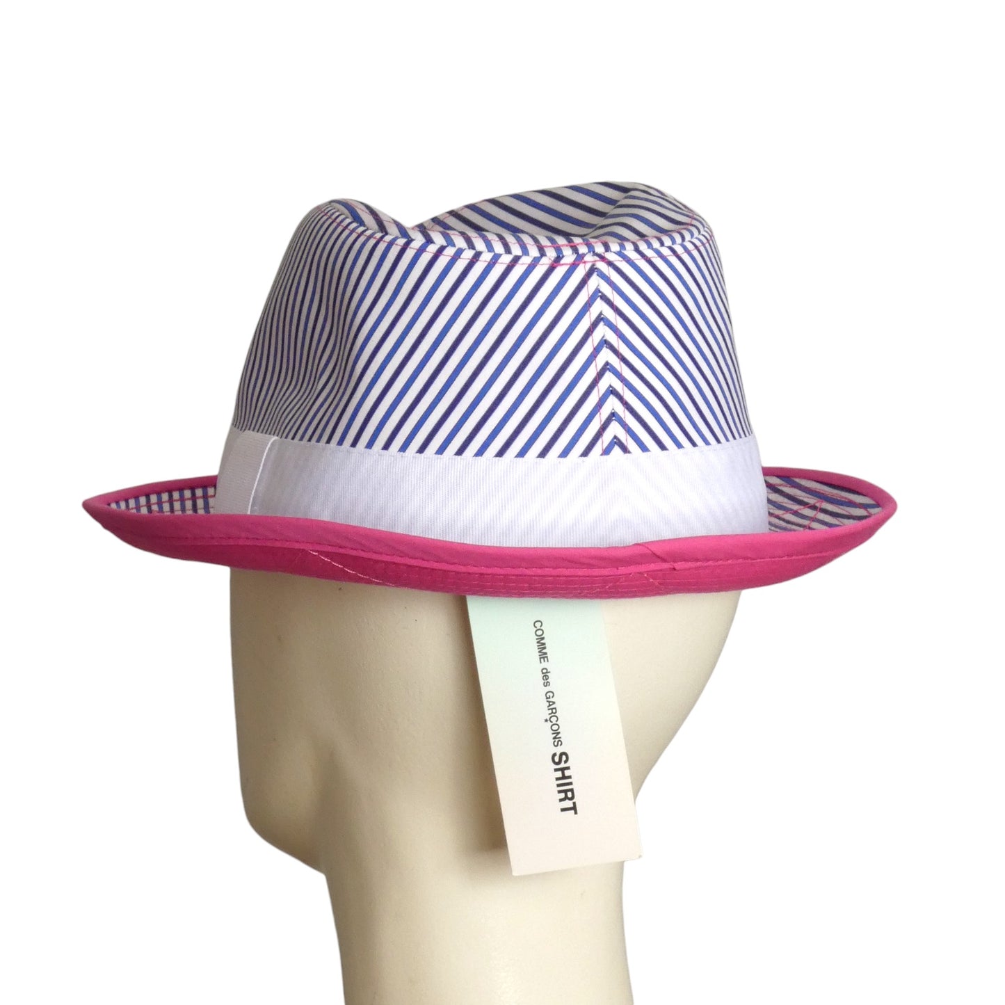 COMME DES GARCONS- 2023 NWT Cotton Stripe Bucket Hat, Size Medium