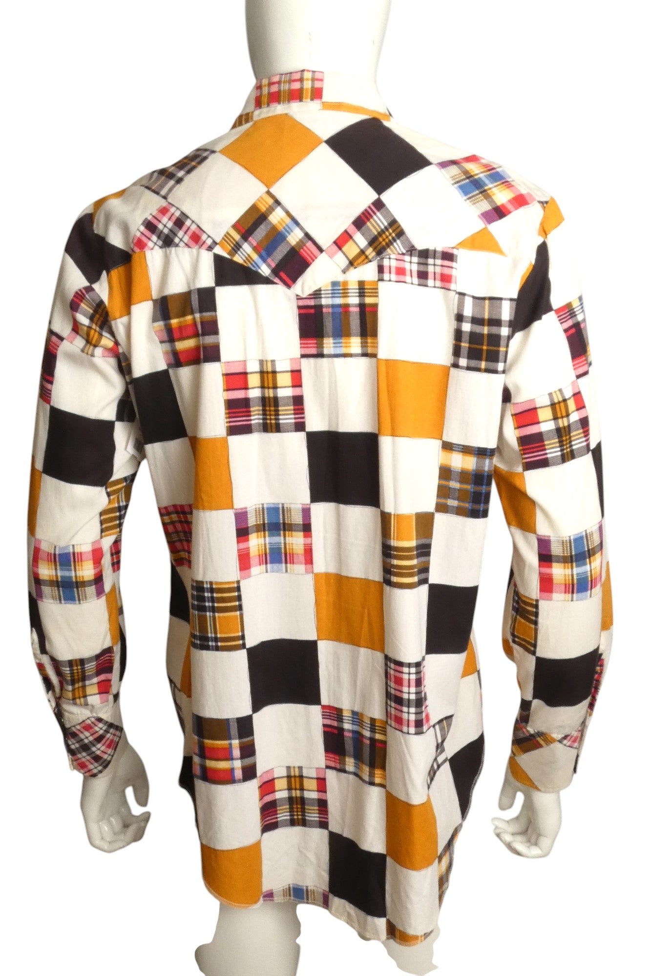1970s Patchwork Western L/S Shirt, Size Large