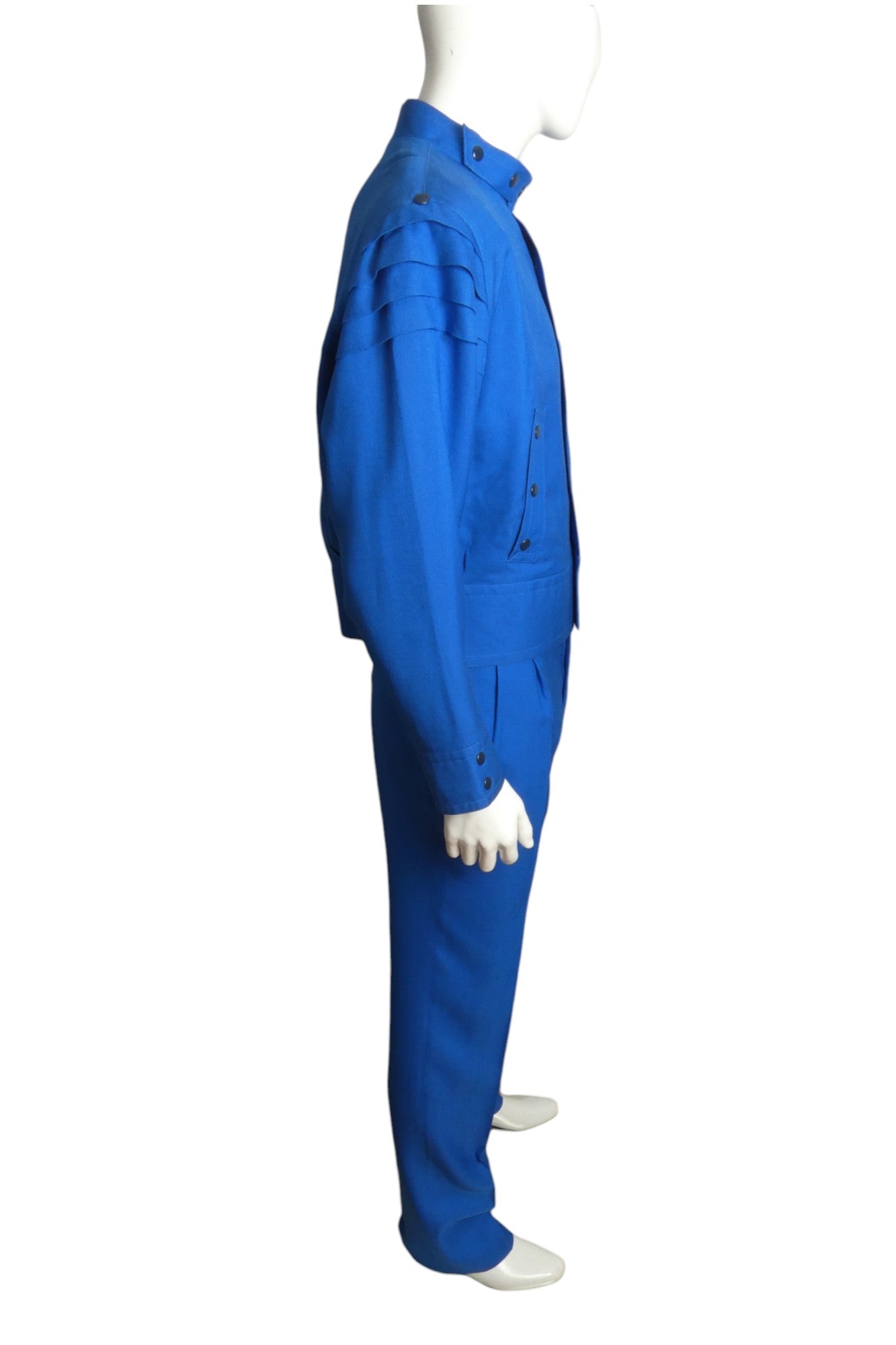 PIERRE CARDIN (HAUTE COUTURE) - 1984 Blue Rayon Suit, Size Large