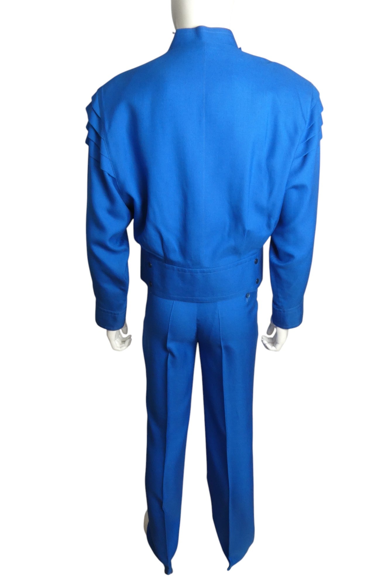 PIERRE CARDIN (HAUTE COUTURE) - 1984 Blue Rayon Suit, Size Large
