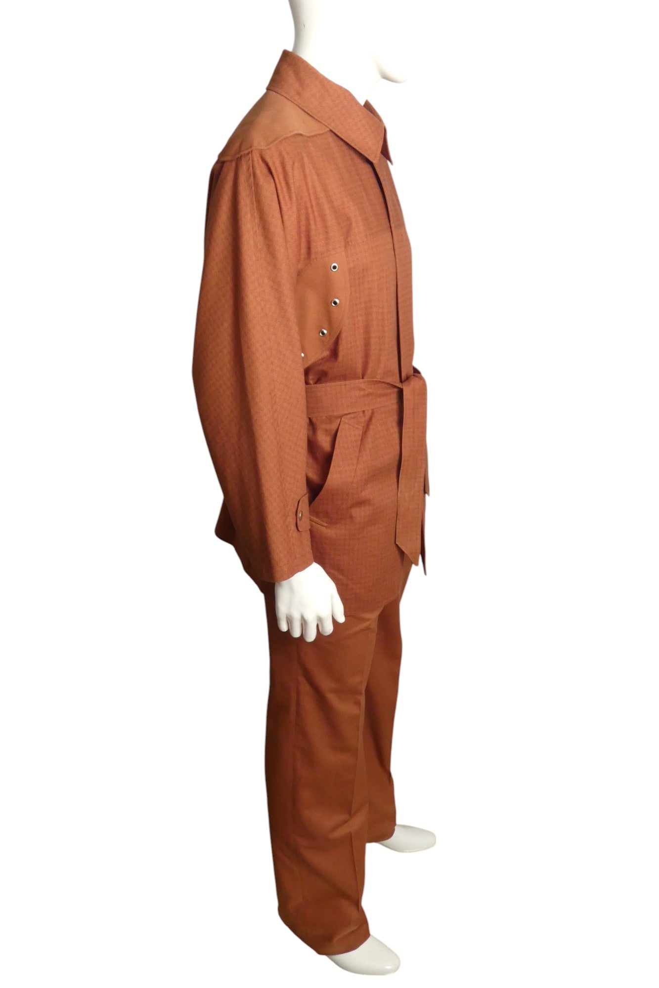 PIERRE CARDIN HAUTE COUTURE- 1980s Brown Cotton Leisure Suit, Size Medium