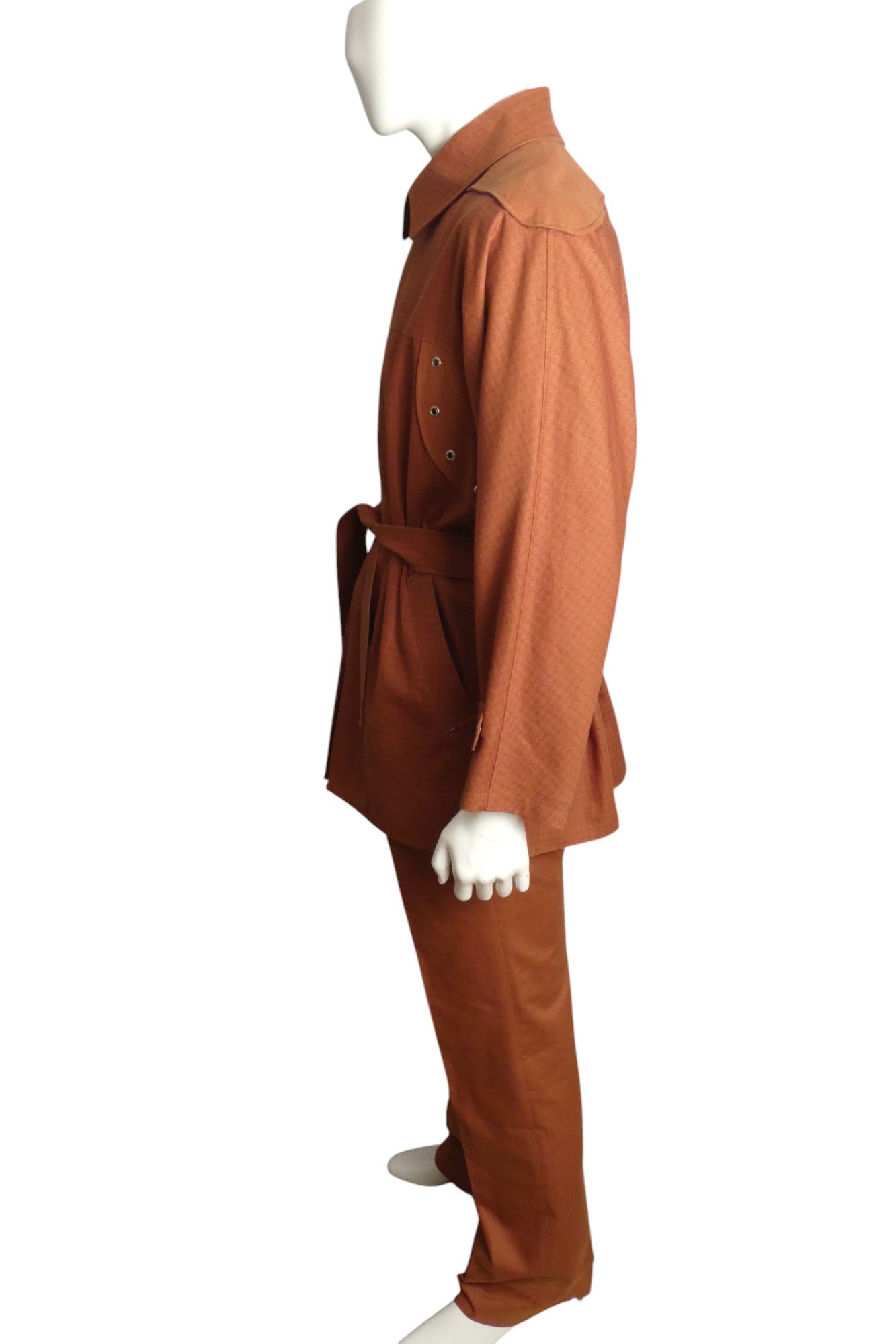 PIERRE CARDIN HAUTE COUTURE- 1980s Brown Cotton Leisure Suit, Size Medium