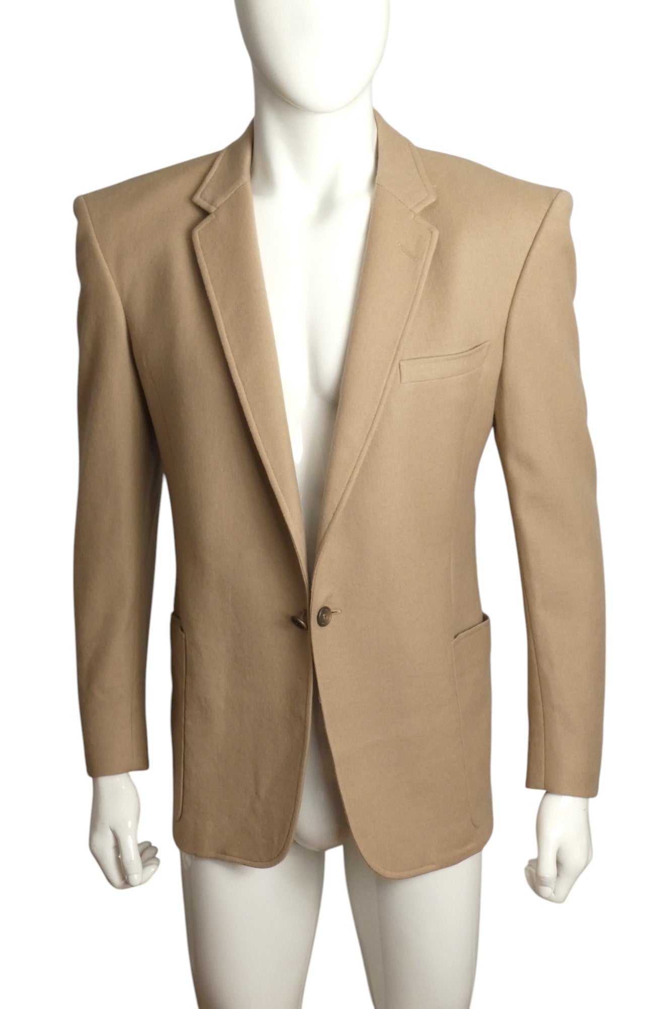 PIERRE CARDIN- 1980s Camel Wool Flannel Blazer, Size-Large