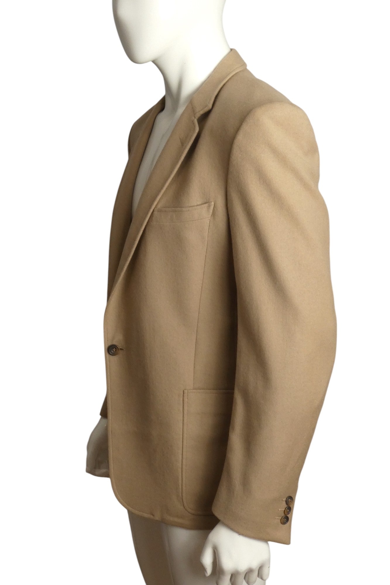 PIERRE CARDIN- 1980s Camel Wool Flannel Blazer, Size-Large