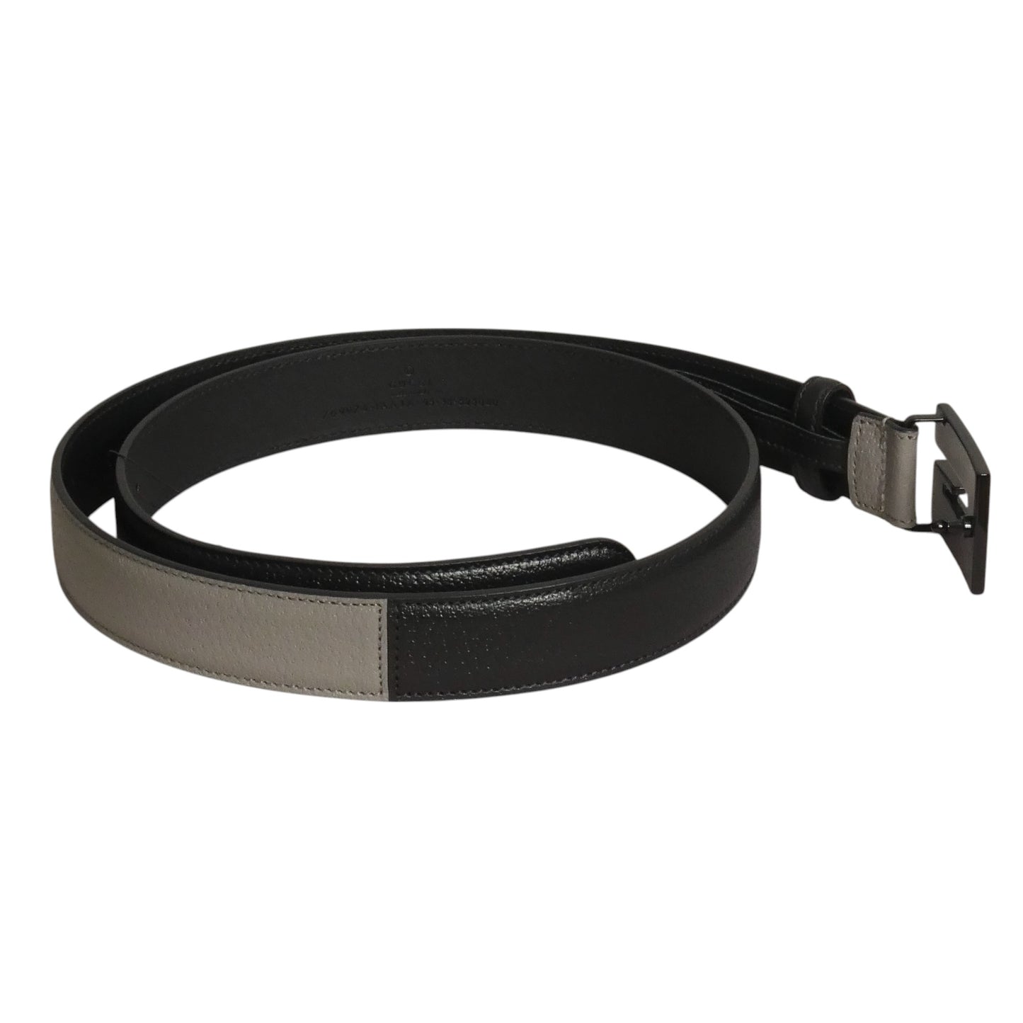 GUCCI- NWT Black & Gray Leather Belt, Size 38