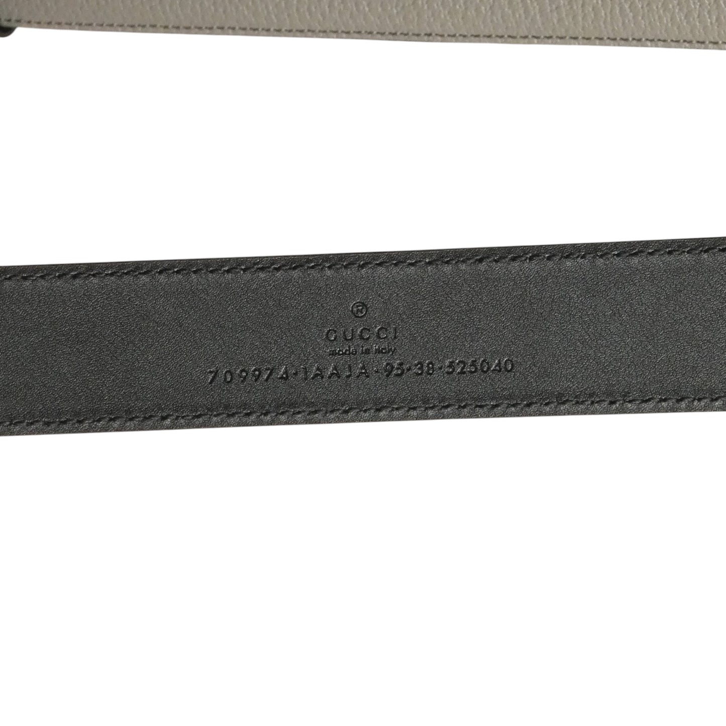 GUCCI- NWT Black & Gray Leather Belt, Size 38