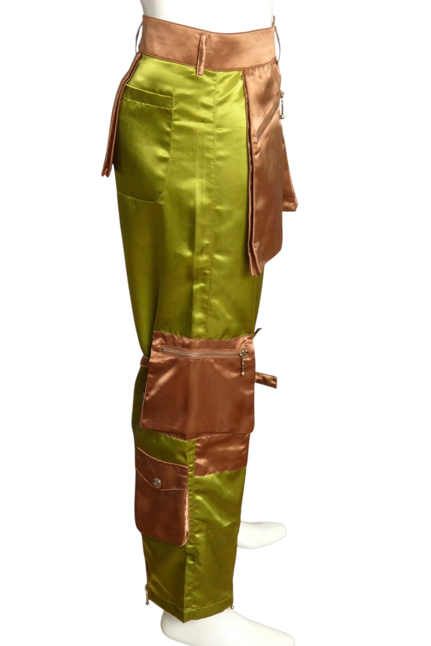 YOUTHS IN BALACLAVA- Satin Fabric Block Moto Pants, Size XL