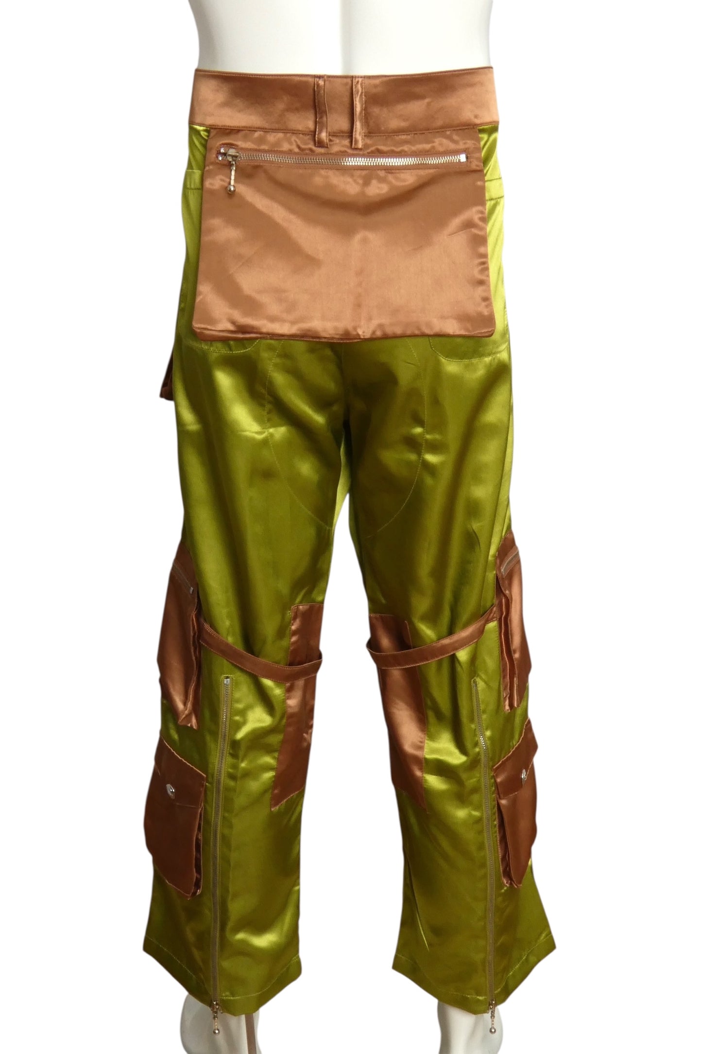 YOUTHS IN BALACLAVA- Satin Fabric Block Moto Pants, Size XL