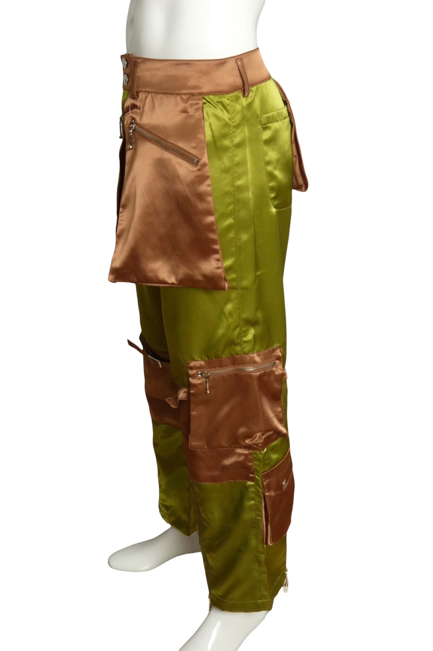 YOUTHS IN BALACLAVA- Satin Fabric Block Moto Pants, Size XL
