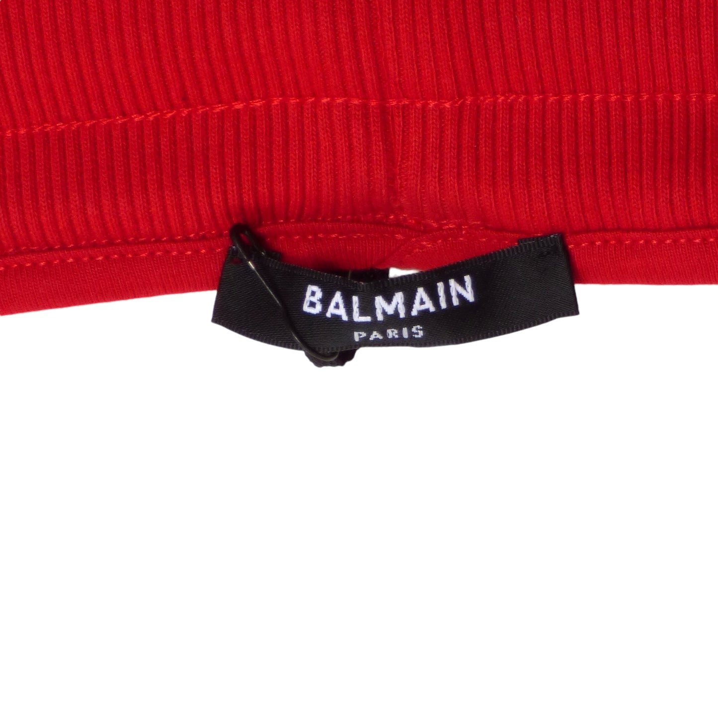 BALMAIN- NWT Red Flock Bermuda Shorts, Size Small