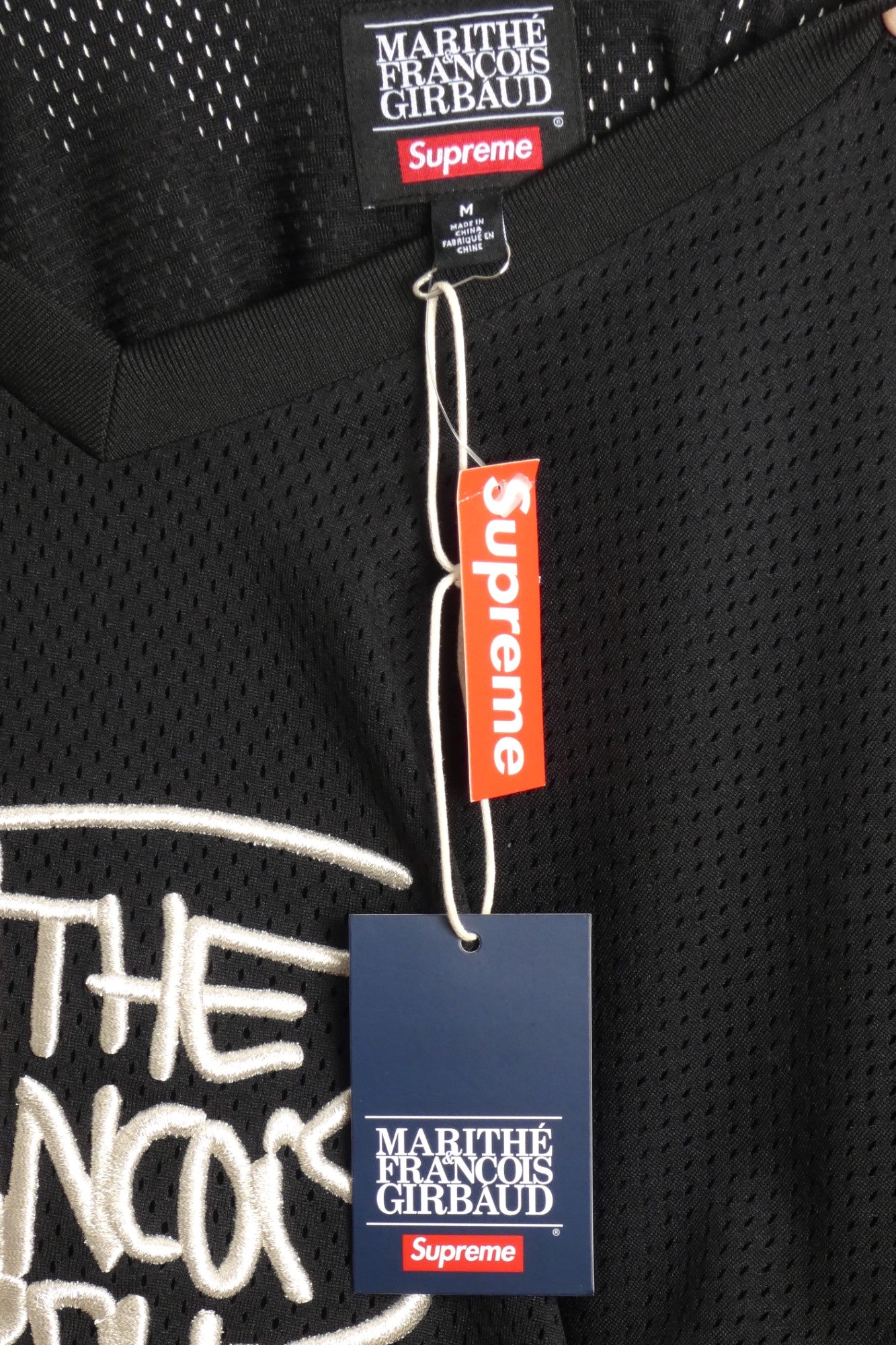 GIRBAUD X SUPREME- NWT Black Mesh Jersey, Size Medium