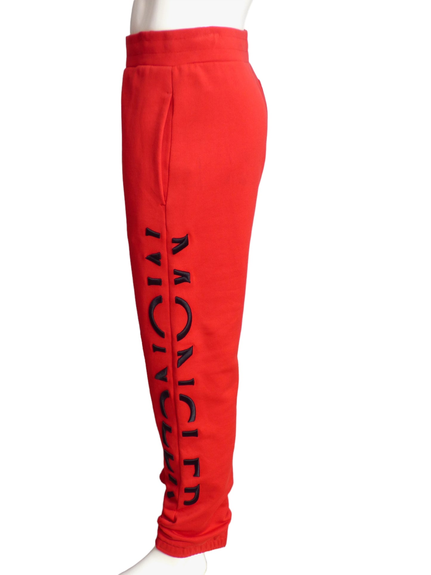 MONCLER- NWT 2022 Red Cotton Logo Sweatpants, Size XL