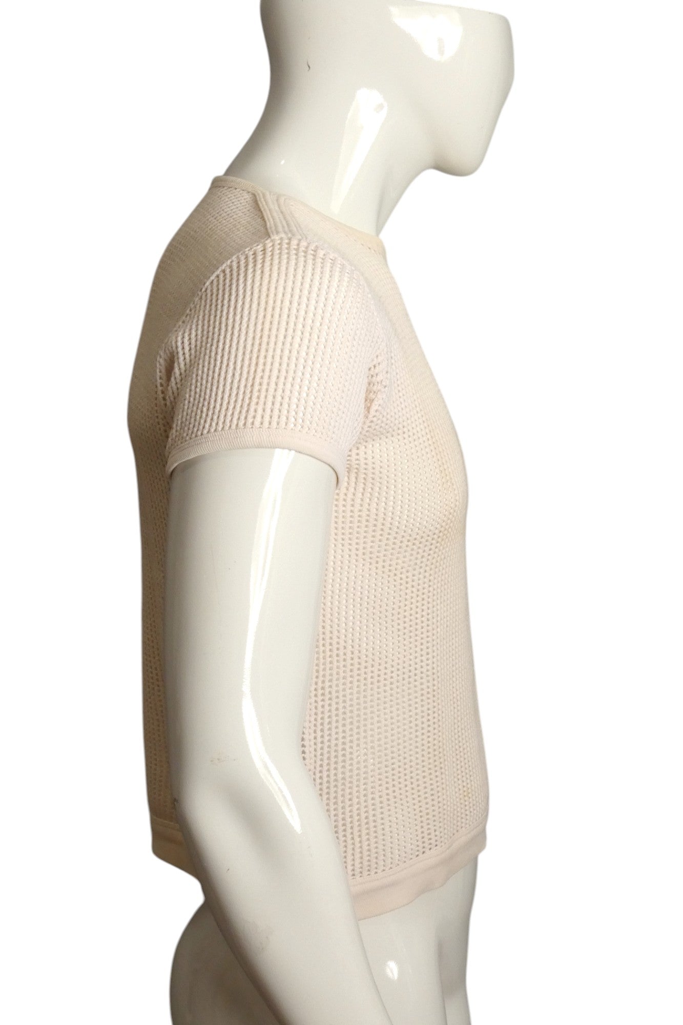 1960s Ivory Mesh T-Shirt, Size Small
