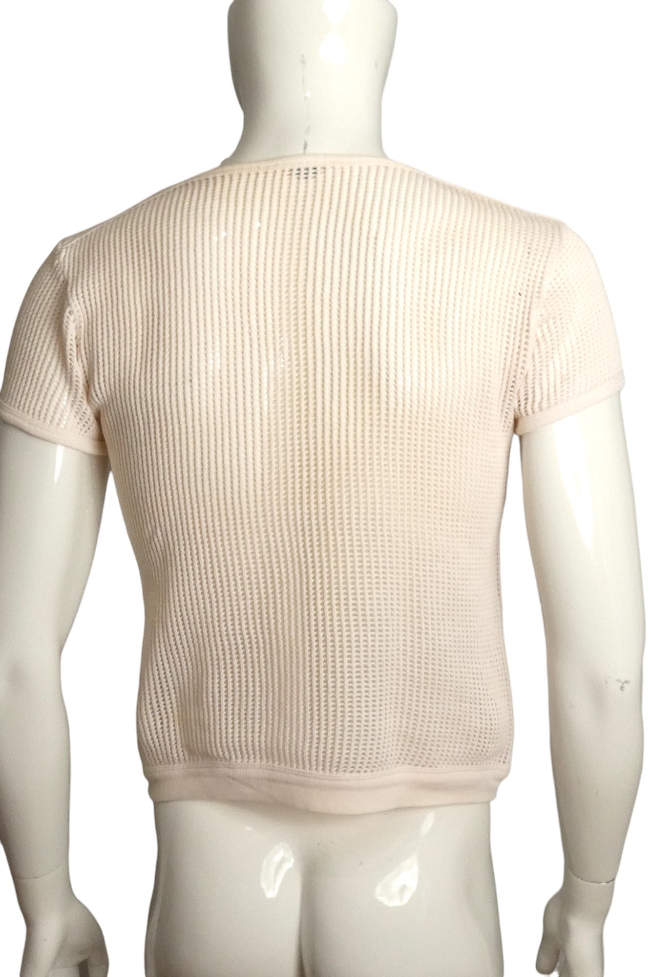 1960s Ivory Mesh T-Shirt, Size Small