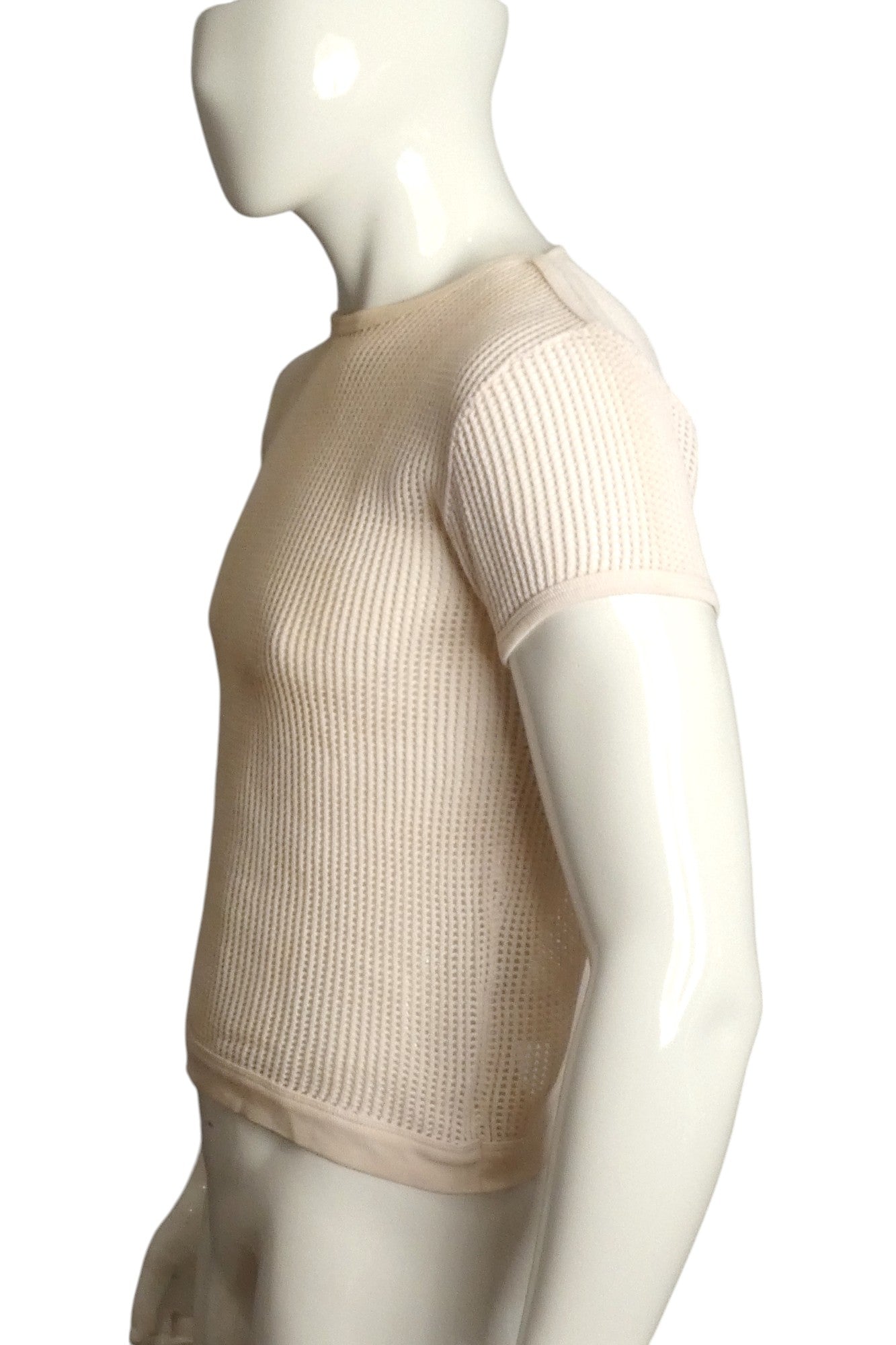 1960s Ivory Mesh T-Shirt, Size Small