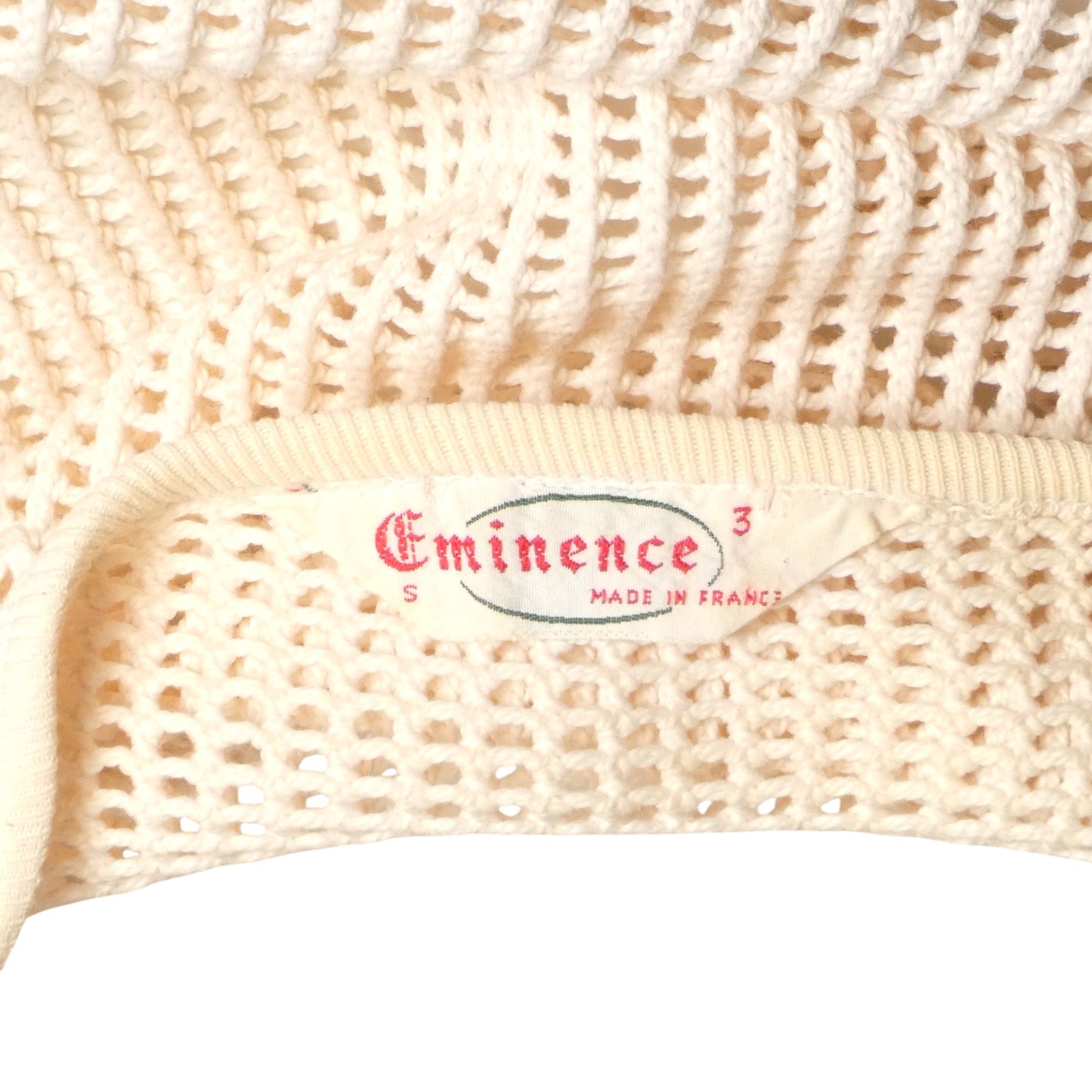 1960s Ivory Mesh T-Shirt, Size Small