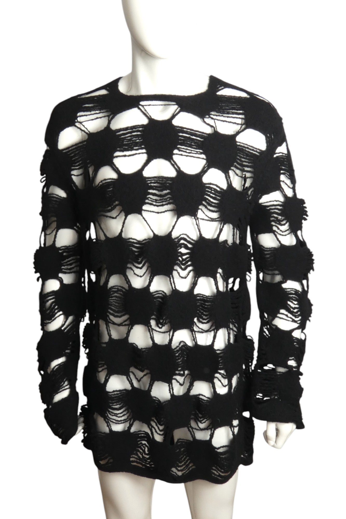 COMME DES GARCONS- NWT 2024 Black Distressed Sweater, Size XL