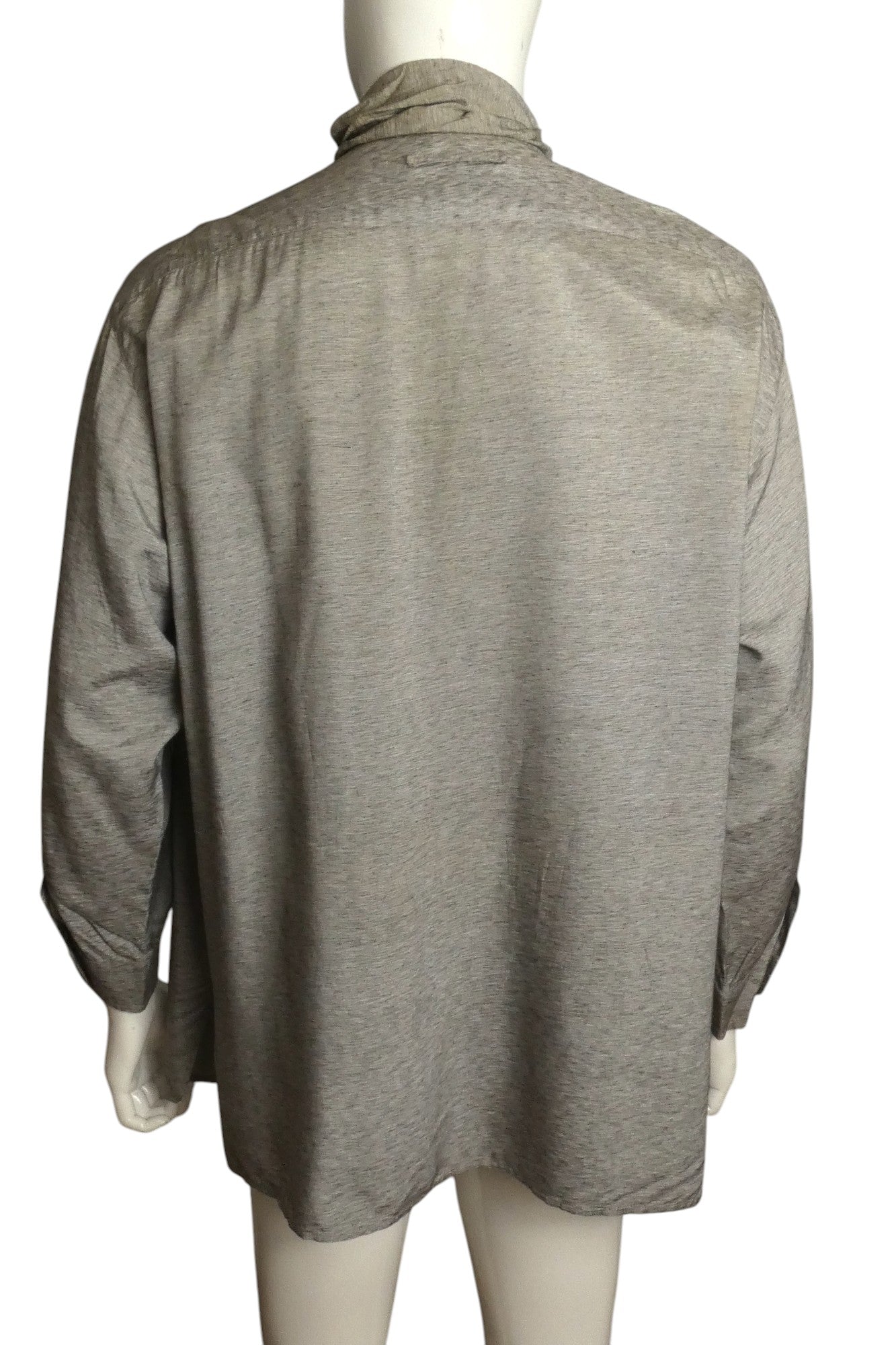 JEAN PAUL GAULTIER- 1980s Grey Rayon Scarf Shirt, Size Large
