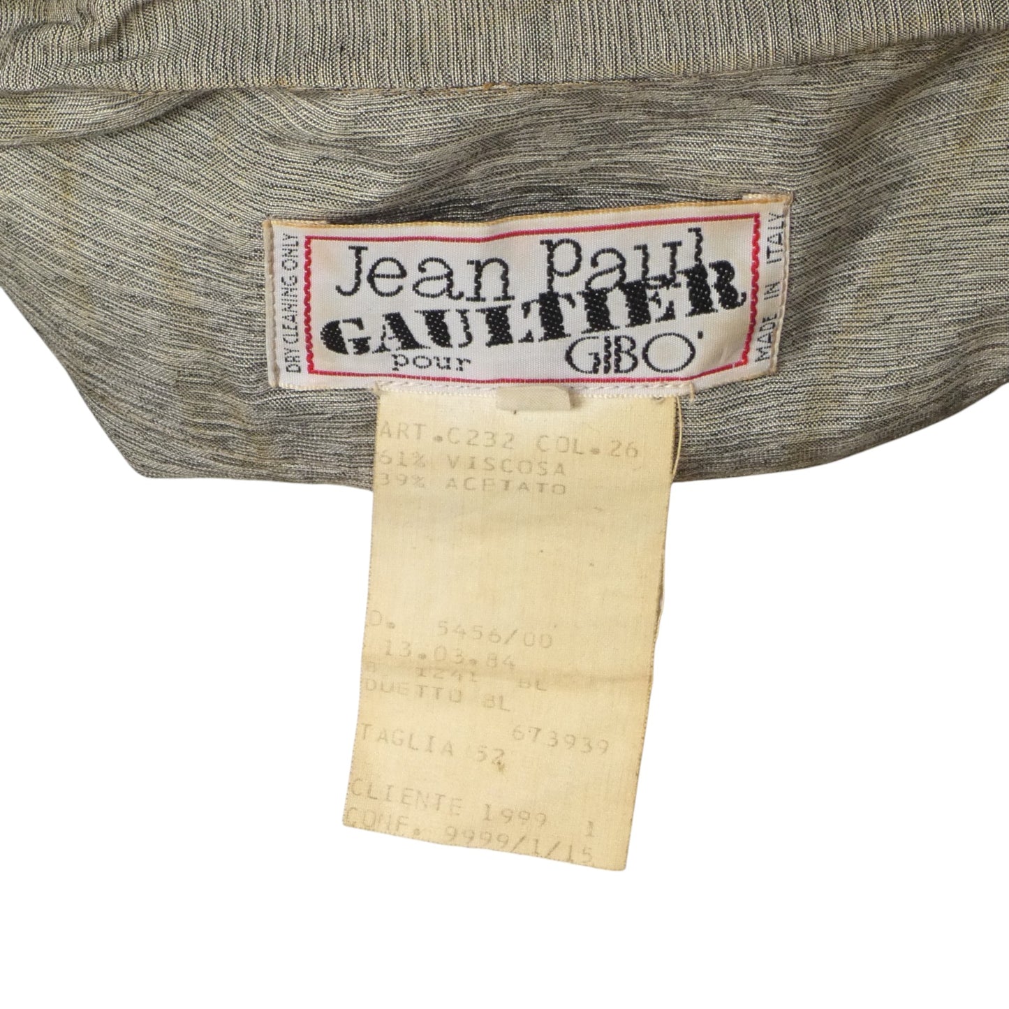 JEAN PAUL GAULTIER- 1980s Grey Rayon Scarf Shirt, Size Large