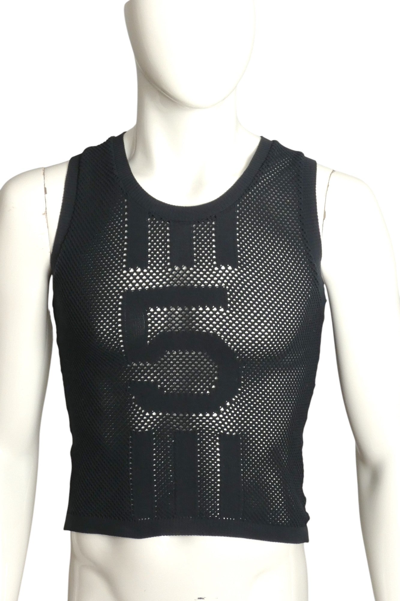 JEAN PAUL GAULTIER- 1980s Black Cotton Mesh Tank, Size Medium